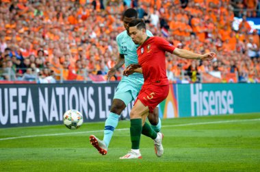 Porto, Portuglal - 09 Haziran 2019: Raphael Guerreiro ve Denzel 