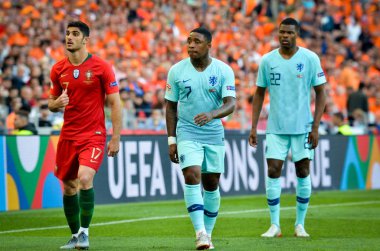 Porto, Portuglal - 09 Haziran 2019: Steven Bergwijn Uef sırasında