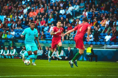 Porto, Portuglal - 09 Haziran 2019: Steven Bergwijn oyuncu sırasında 