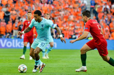 Porto, Portuglal - 09 Haziran 2019: Raphael Guerreiro ve Memphis
