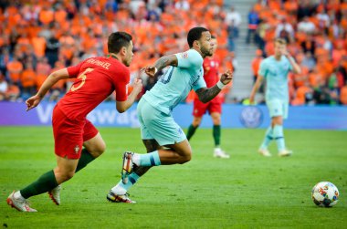 Porto, Portuglal - 09 Haziran 2019: Raphael Guerreiro ve Memphis