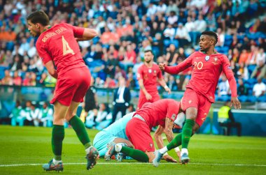 Porto, Portuglal - 09 Haziran 2019: Nelson Semedo ve Ruben Dias d