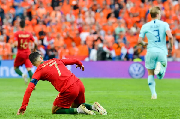 ПОРТО, ПОРАГЛАЛ - 9 июня 2019 года: Криштиану Роналду во время чемпионата мира по футболу. — стоковое фото