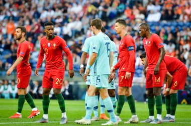 Porto, Portuglal - 09 Haziran 2019: Uef sırasında futbolcu
