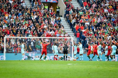 Porto, Portuglal - 09 Haziran 2019: Uef sırasında futbolcu