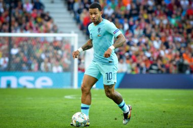 Porto, Portuglal - 09 Haziran 2019: Memphis Depay oyuncusu