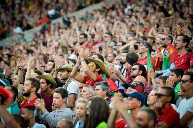 Porto, Portuglal - 09 Haziran 2019: Portekizli taraftarlar ve seyirciler