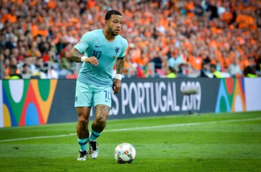 Porto, Portuglal - 09 Haziran 2019: Memphis Depay oyuncusu