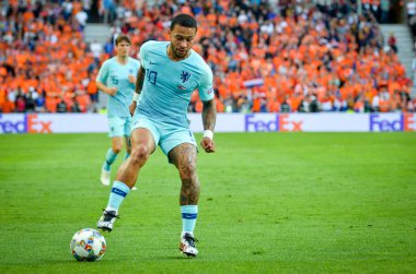 Porto, Portuglal - 09 Haziran 2019: Memphis Depay oyuncusu