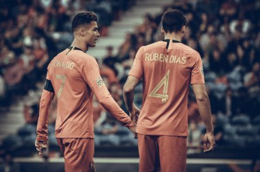 Porto, Portuglal - 09 Haziran 2019: Cristiano Ronaldo ve Ruben Di