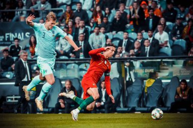 Porto, Portuglal - 09 Haziran 2019: Cristiano Ronaldo ve Matthijs