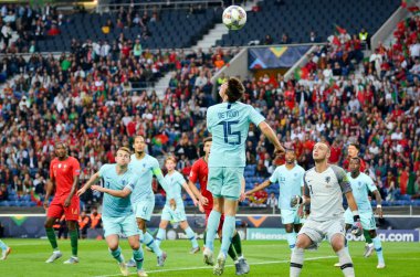 Porto, Portuglal - 09 Haziran 2019: Uef sırasında futbolcu