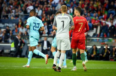 Porto, Portuglal - 09 Haziran 2019: Uef sırasında futbolcu