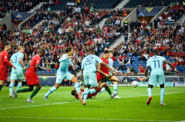 Porto, Portuglal - 09 Haziran 2019: Uef sırasında futbolcu