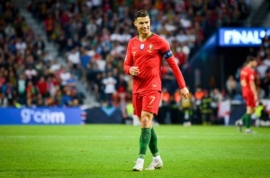 Porto, Portuglal - 09 Haziran 2019: Cristiano Ronaldo oyuncu durin