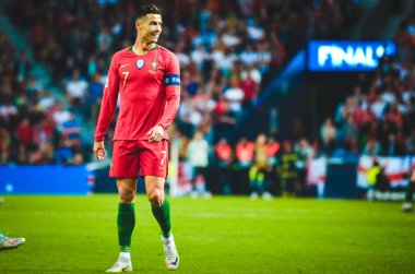 Porto, Portuglal - 09 Haziran 2019: Cristiano Ronaldo oyuncu durin