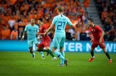 Porto, Portuglal - 09 Haziran 2019: Frenkie de Jong oyuncu sırasında 