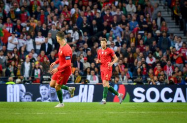 Porto, Portuglal - 09 Haziran 2019: Cristiano Ronaldo oyuncu durin