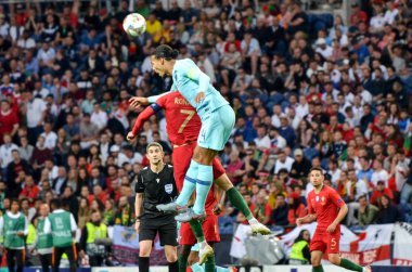 Porto, Portuglal - 09 Haziran 2019: Cristiano Ronaldo ve Virgil v
