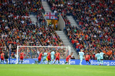 Porto, Portuglal - 09 Haziran 2019: Uef sırasında futbolcu