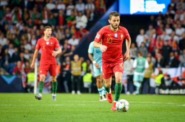 Porto, Portuglal - 09 Haziran 2019: Bernardo Silva oyuncu sırasında t