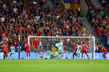 Porto, Portuglal - 09 Haziran 2019: Uef sırasında futbolcu