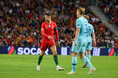 Porto, Portuglal - 09 Haziran 2019: Cristiano Ronaldo ve Matthij