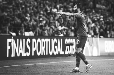 Porto, Portuglal - 09 Haziran 2019: Bernardo Silva oyuncu sırasında t