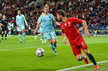 Porto, Portuglal - 09 Haziran 2019: Bernardo Silva oyuncu sırasında t