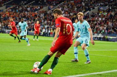 Porto, Portuglal - 09 Haziran 2019: Bernardo Silva oyuncu sırasında t