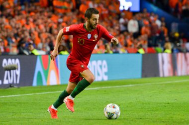 Porto, Portuglal - 09 Haziran 2019: Bernardo Silva oyuncu sırasında t