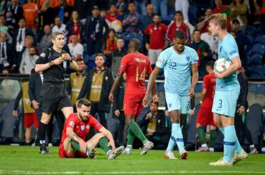 Porto, Portuglal - 09 Haziran 2019: Denzel Dumfries oyuncu sırasında 