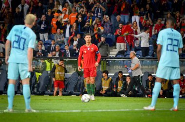 Porto, Portuglal - 09 Haziran 2019: Cristiano Ronaldo U sırasında