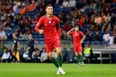Porto, Portuglal - 09 Haziran 2019: Cristiano Ronaldo U sırasında
