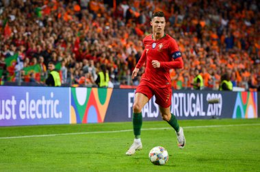 Porto, Portuglal - 09 Haziran 2019: Cristiano Ronaldo oyuncu durin
