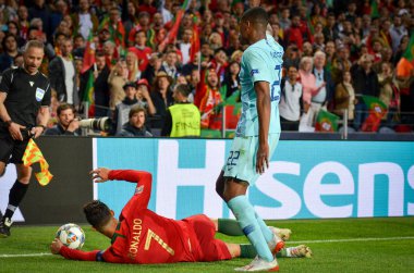 Porto, Portuglal - 09 Haziran 2019: Cristiano Ronaldo ve Denzel D