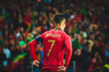 Porto, Portuglal - 09 Haziran 2019: Cristiano Ronaldo oyuncu durin