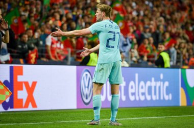 Porto, Portuglal - 09 Haziran 2019: Frenkie de Jong oyuncu sırasında 