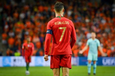 Porto, Portuglal - 09 Haziran 2019: Cristiano Ronaldo kutlamak vi