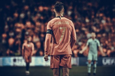 Porto, Portuglal - 09 Haziran 2019: Cristiano Ronaldo kutlamak vi