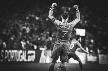 Porto, Portuglal - 09 Haziran 2019: Cristiano Ronaldo kutlamak vi