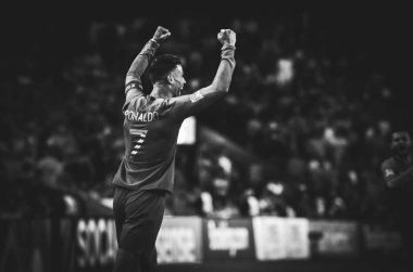 Porto, Portuglal - 09 Haziran 2019: Cristiano Ronaldo kutlamak vi