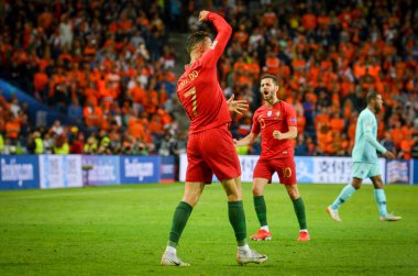 Porto, Portuglal - 09 Haziran 2019: Cristiano Ronaldo ve Bernardo