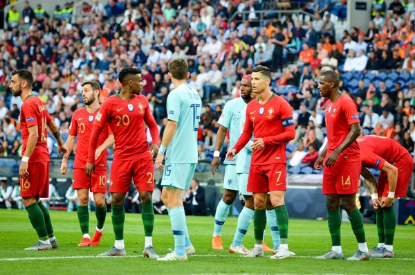 Porto, Portuglal-juni 09, 2019: fotbollsspelare under UEF — Stockfoto
