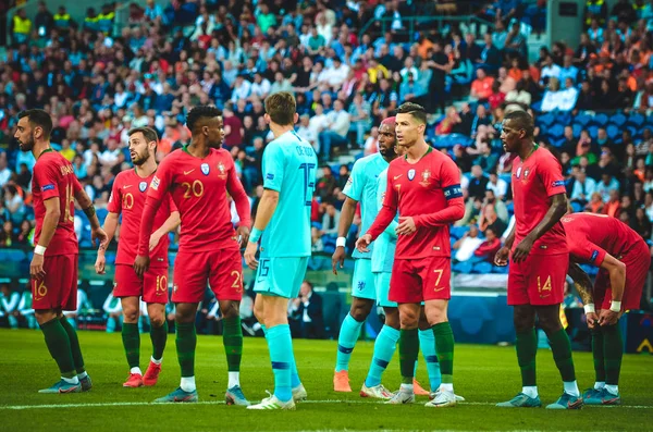 Porto, Portuglal-juni 09, 2019: fotbollsspelare under UEF — Stockfoto