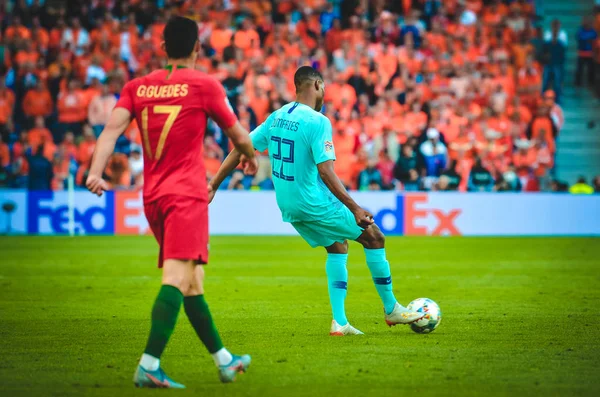 PORTO, PORTUGLAL - 09 de junho de 2019: Denzel Dumfries player durante — Fotografia de Stock