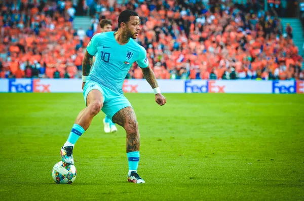 PORTO, PORTUGLAL - 09 de junio de 2019: Jugador de Memphis Depay durante el — Foto de Stock