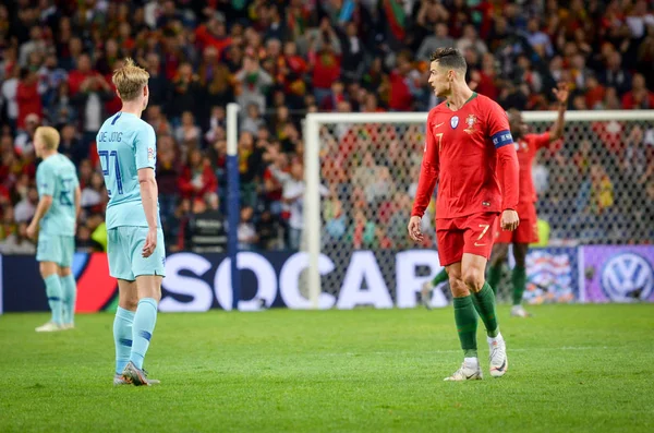 Porto, Portuglal-červen 09, 2019: Cristiano Ronaldo a Frenkie — Stock fotografie