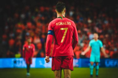 Porto, Portuglal - 09 Haziran 2019: Cristiano Ronaldo kutlamak vi