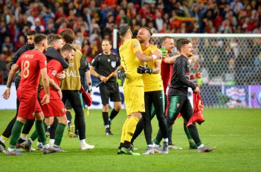 Porto, Portuglal - 09 Haziran 2019: Portekiz'in takım arkadaşları kutluyor
